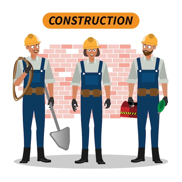 Engineers cartoon set workers architect and surveyor