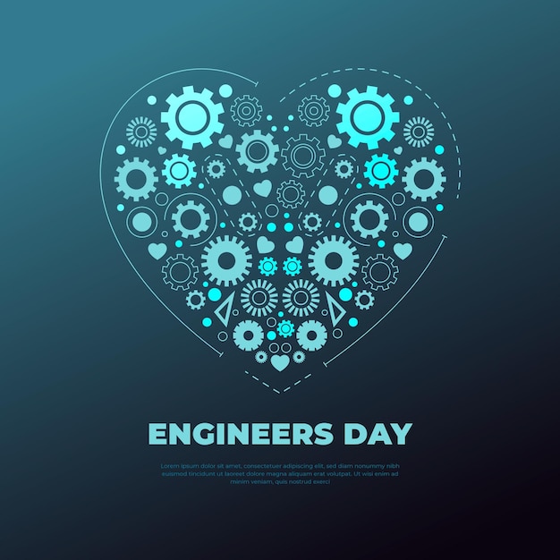 Engineers day with heart and gears