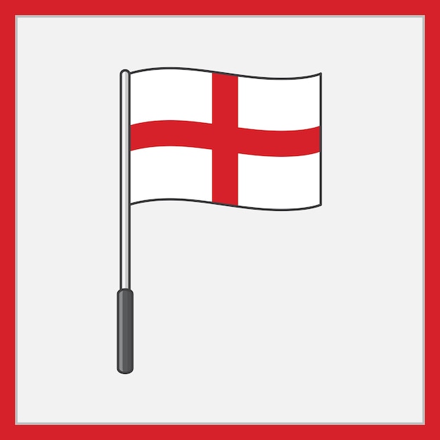 England Flag Cartoon Vector Illustration Flag of England Flat Icon Outline