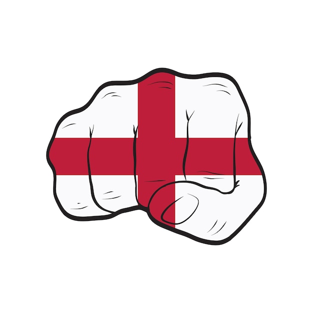 England flag on a clenched fist Strength Power Protest concept