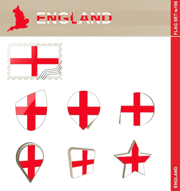 England Flag Set Flag Set 198 Vector