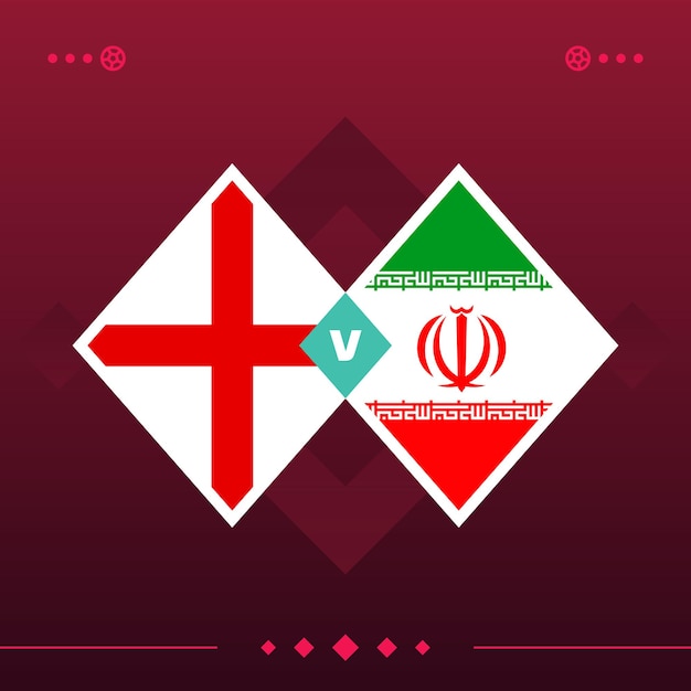 England iran world football 2022 match versus on red background vector illustration