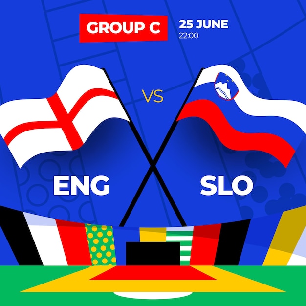 England vs Slovenia football 2024 match versus 2024 group stage championship match versus teams intro sport background championship competition