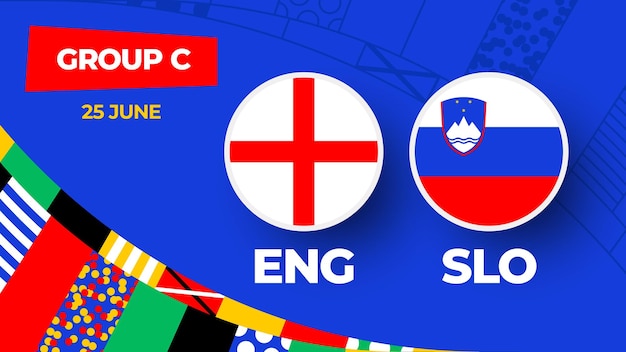 England vs Slovenia football 2024 match versus 2024 group stage championship match versus teams intro sport background championship competition