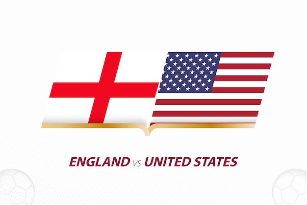 England vs United States in Football Competition Group A Versus icon on Football background