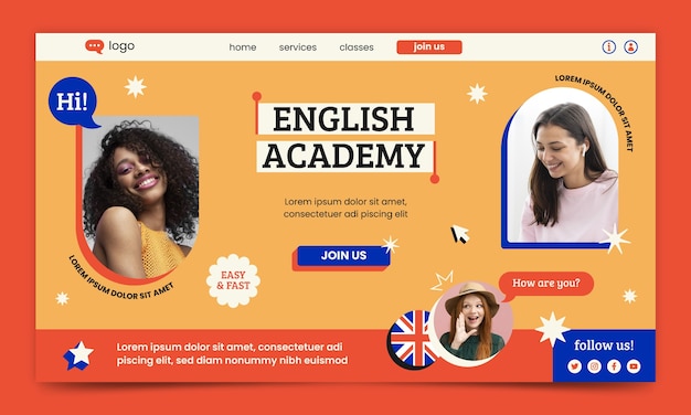 English academy landing page template