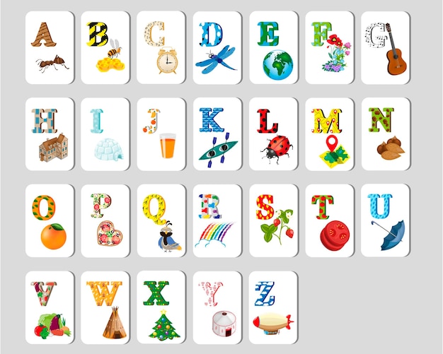 English alphabet for children with pictures