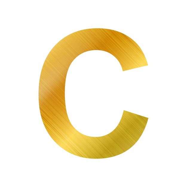 English alphabet gold texture letter C on white background Vector