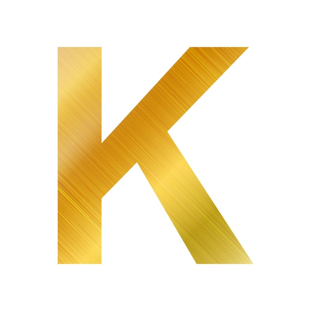 English alphabet gold texture letter K on white background Vector