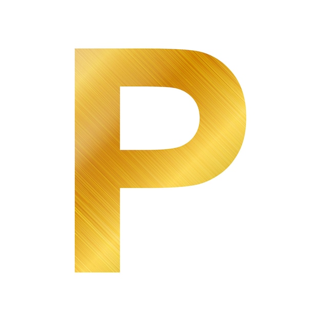 English alphabet gold texture letter P on white background Vector