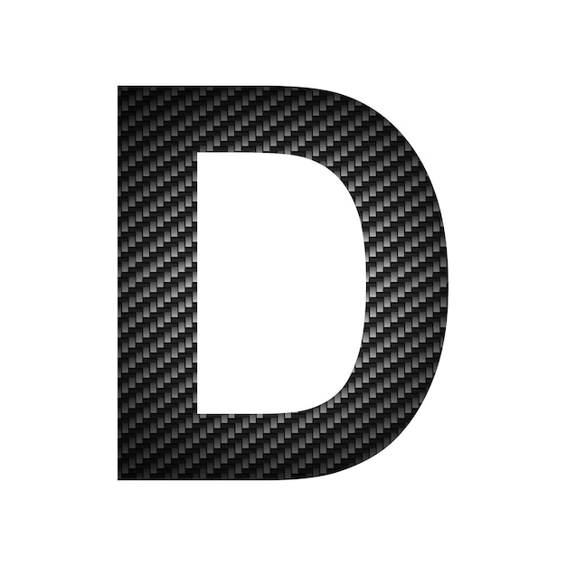 English alphabet letter D carbon dark texture on white background Vector