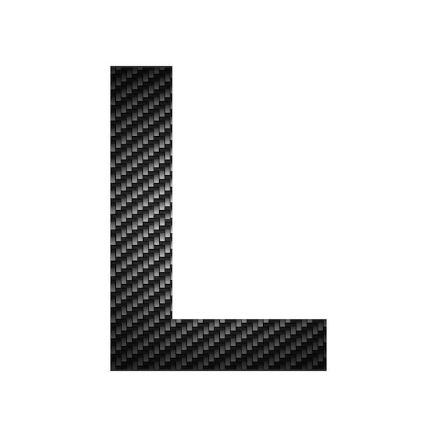 English alphabet letter L carbon dark texture on white background Vector