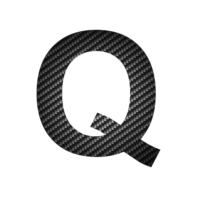 English alphabet letter Q carbon dark texture on white background Vector