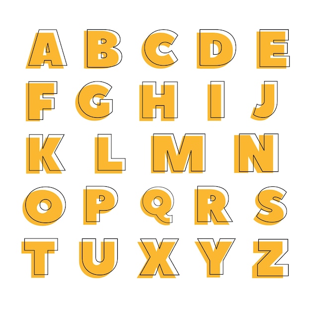 English alphabet modern black yellow design Letters for text poster holiday