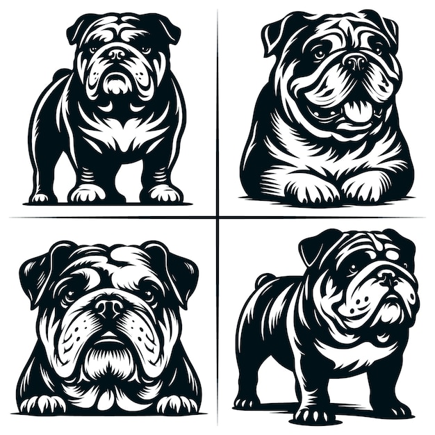 English Bulldog 01 SVG Cut File English Bulldog SVG Cute American Bulldog Bundle of 4 Cute SVG Cut File