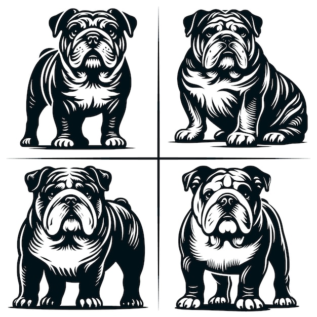 English Bulldog 01 SVG Cut File English Bulldog SVG Cute American Bulldog Bundle of 4 Cute SVG Cut File