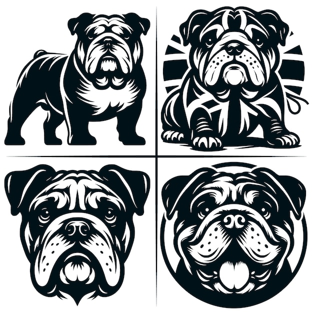 Vector english bulldog 01 svg cut file english bulldog svg cute american bulldog bundle of 4 cute svg cut file