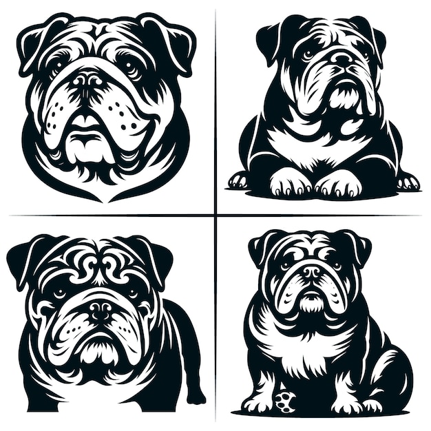 English Bulldog 01 SVG Cut File English Bulldog SVG Cute American Bulldog Bundle of 4 Cute SVG Cut File