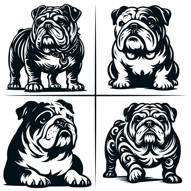 English Bulldog 01 SVG Cut File English Bulldog SVG Cute American Bulldog Bundle of 4 Cute SVG Cut File