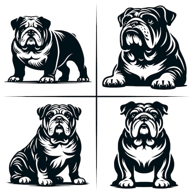 English Bulldog 01 SVG Cut File English Bulldog SVG Cute American Bulldog Bundle of 4 Cute SVG Cut File