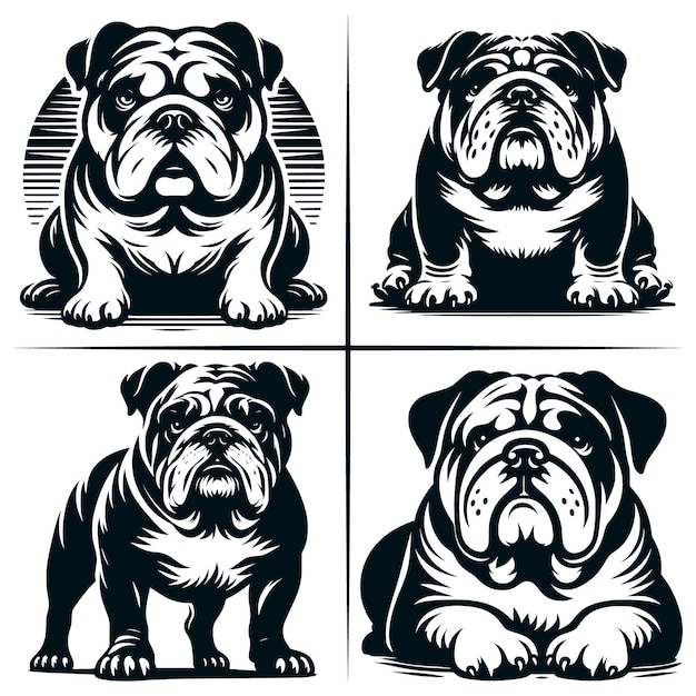 English Bulldog 01 SVG Cut File English Bulldog SVG Cute American Bulldog Bundle of 4 Cute SVG Cut File