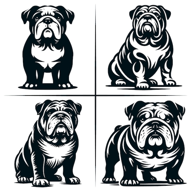 English Bulldog 01 SVG Cut File English Bulldog SVG Cute American Bulldog Bundle of 4 Cute SVG Cut File