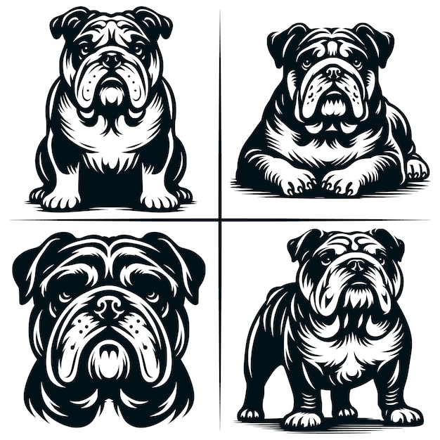 English Bulldog 01 SVG Cut File English Bulldog SVG Cute American Bulldog Bundle of 4 Cute SVG Cut File