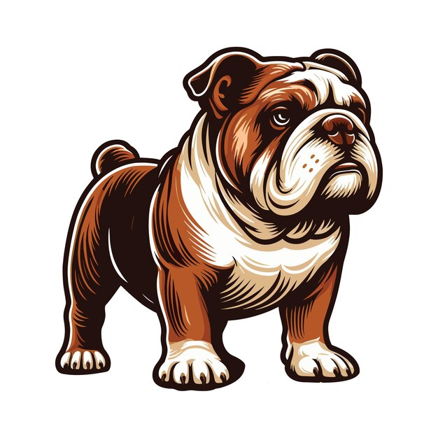 Vector english bulldog vector llustration standing on a white background