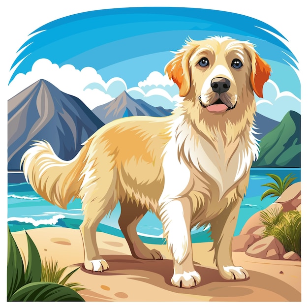 English Cream Retriever dog unsuitable stay ocean vector