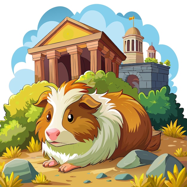 English Crested Guinea Pig abandoned rests bank vector