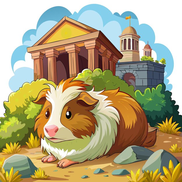 Vector english crested guinea pig abandoned rests bank vector