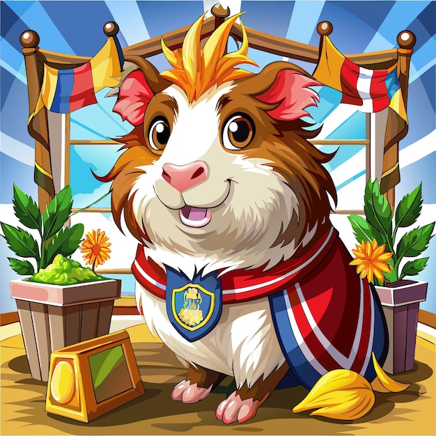 English Crested Guinea Pig victorious goes room vector