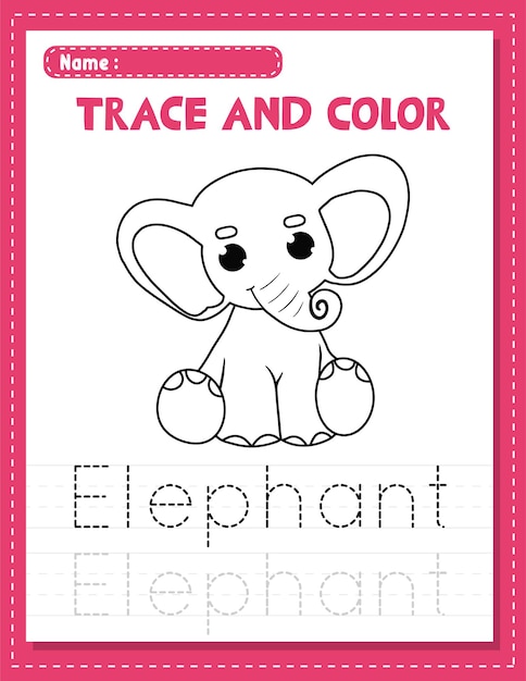 English handwriting word tracing and coloring worksheets for preschool