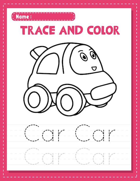 English handwriting word tracing and coloring worksheets for preschool