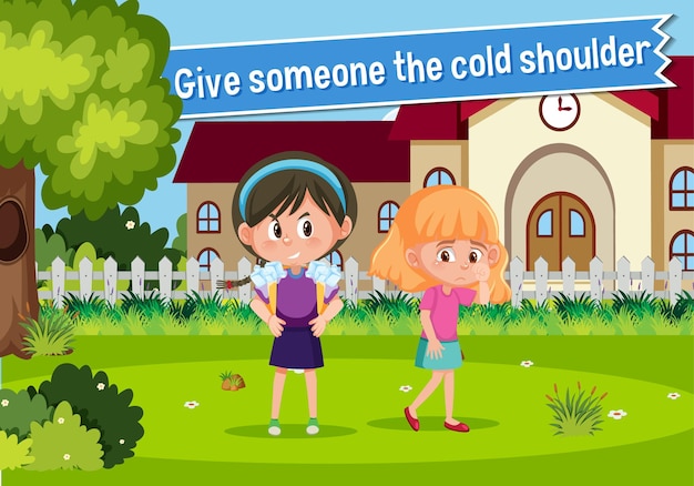 English idiom with picture description for give someone the cold shoulder