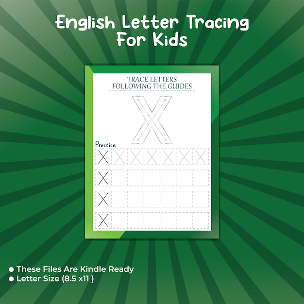 English letter tracing for kids - X