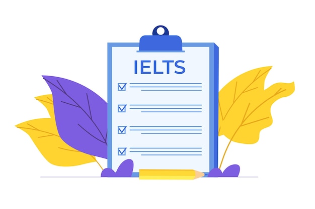 English Proficiency Test and Exam IELTS International English Language Testing System Vector illustration