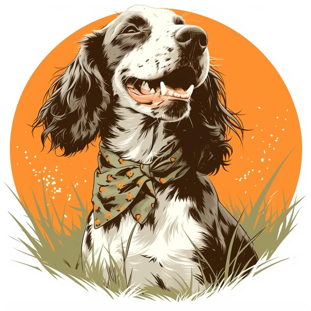 Vector english setter hunting in the field