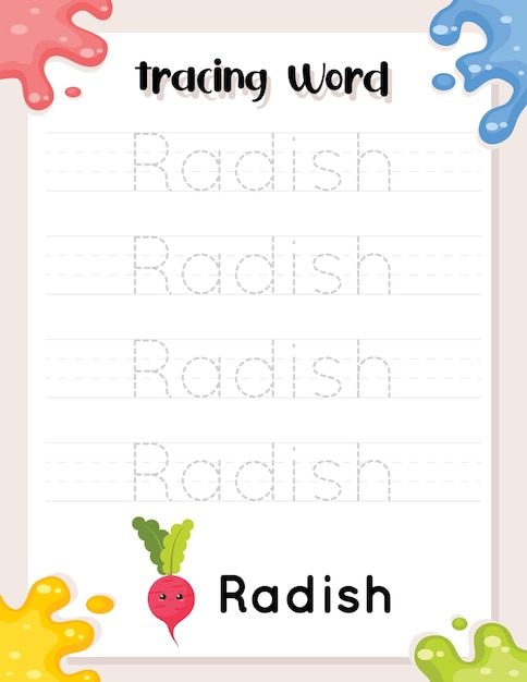 English word tracing worksheets handwriting practice for kids