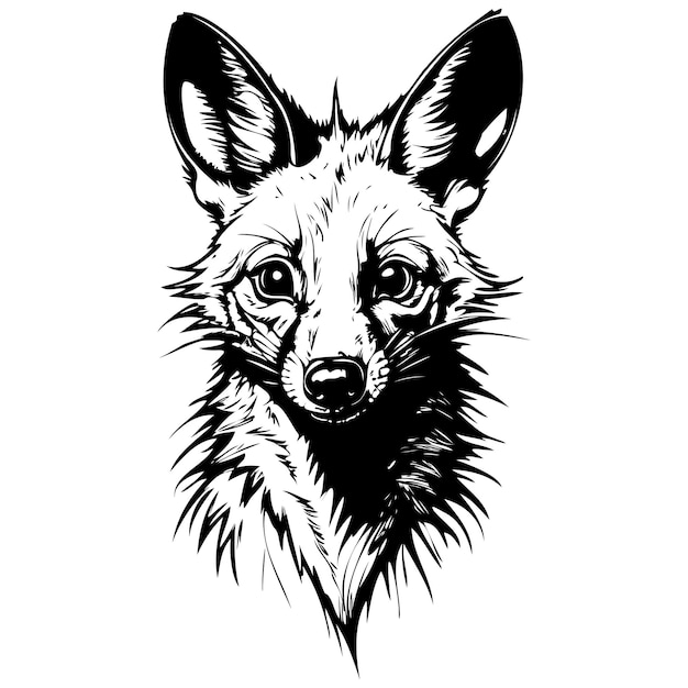 Engrave Aardwolf portrait sketch realistic animal monochrome drawing vintage engraving line art