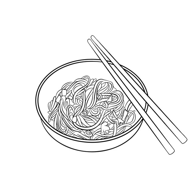 Engraving hand drawn bakmi