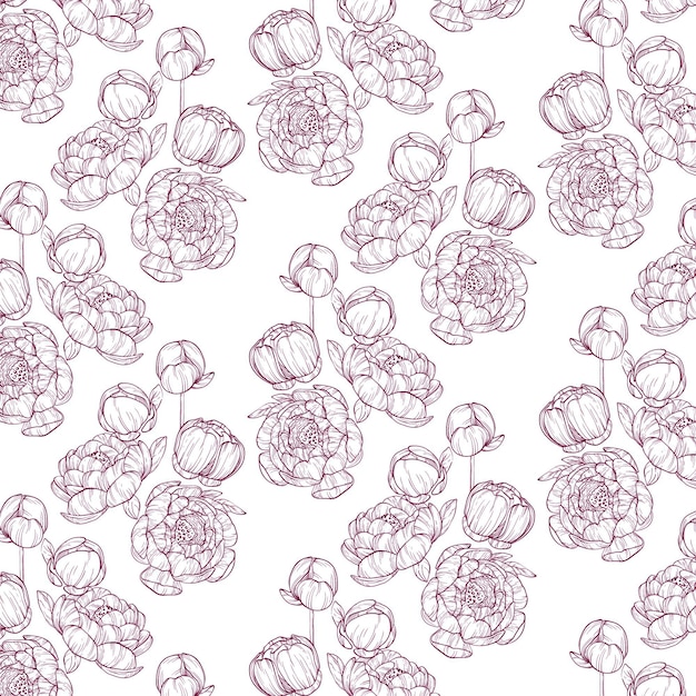 Engraving hand drawn botanical pattern design