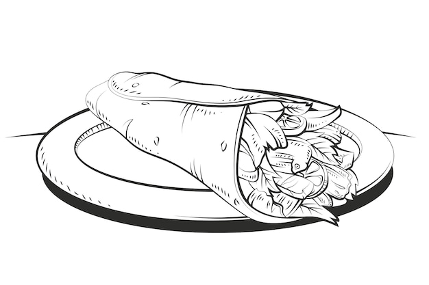 Engraving hand drawn shawarma illustration