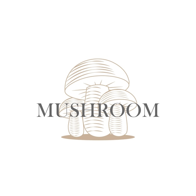 Engraving Mushroom Vector Illustration Logo