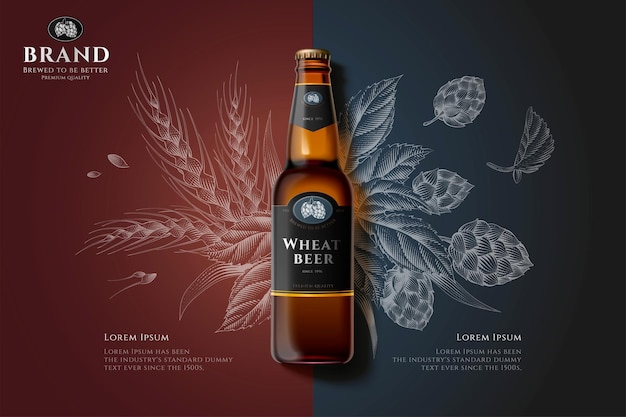 Engraving premium beer ad