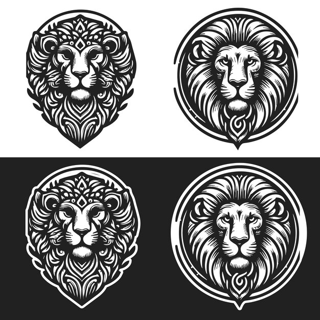 engravings with lion head