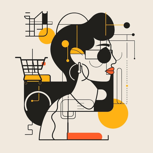 Vector enigmatic abstract figure in black and yellow