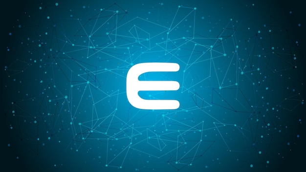 Enjin ENJ token symbol cryptocurrency theme on blue polygonal background Cryptocurrency coin logo icon Vector illustration