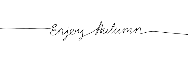 Enjoy Autumn line art text Autumn one line continuous short phases Vector illustration