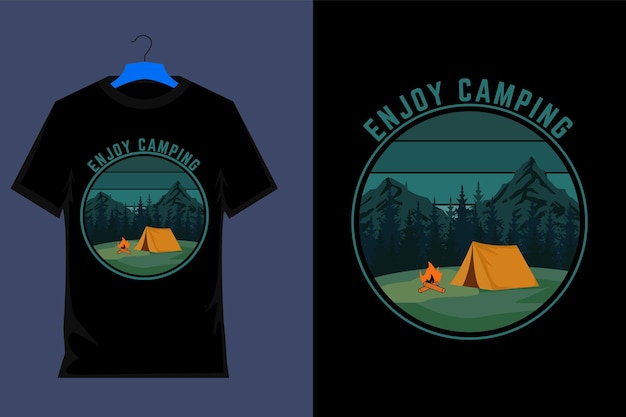 Enjoy Camping Retro Vintage T Shirt Design